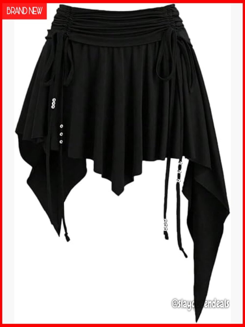 Ruched Drawstring Pleated Mini Skirt Asymmetrical Hem Y2K Style